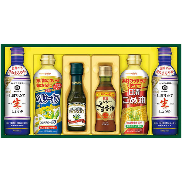 【冬ギフト】日清 バラエティオイル&キッコーマンしぼりたて生しょうゆギフト