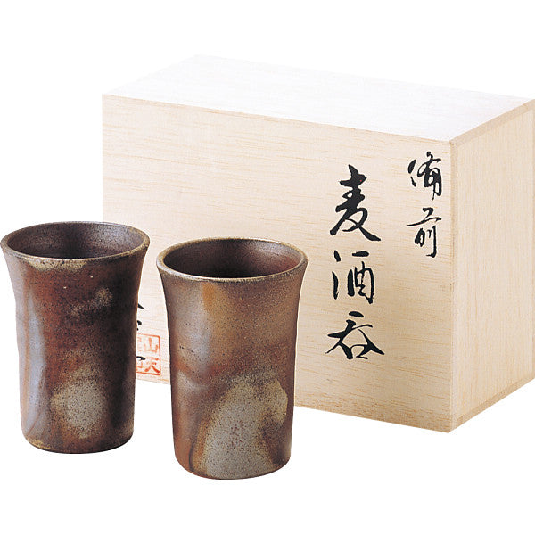 備前焼 山天窯 棧切り 組麦酒呑揃【送料無料】