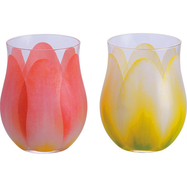 フロイド チューリップグラスペア ホワイト&レッド【送料無料】