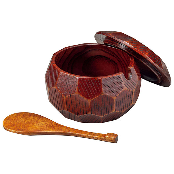 ヤマコー 摺り漆木製飯器セット(蓋・しゃもじ付)中(25892)