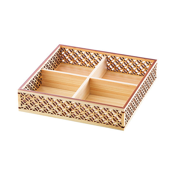 ヤマコー ひのき細密盛器 七宝 四ツ切(27578)