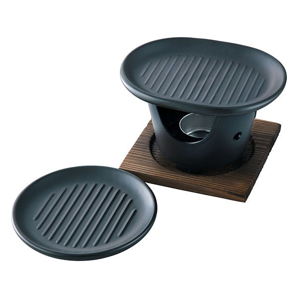 ヤマコー 遠赤ミニ陶板・黒 小判型(21191)