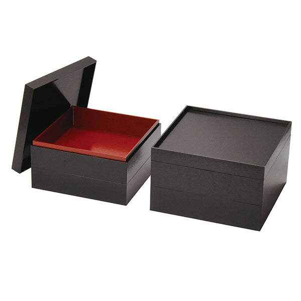 ヤマコー 紙重箱 黒 6.5寸 2段(22644)