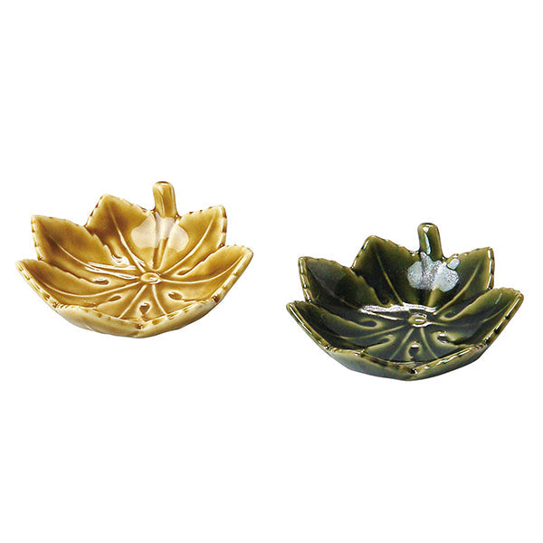 ヤマコー 陶器・カエデ珍味入 黄瀬戸(27876)