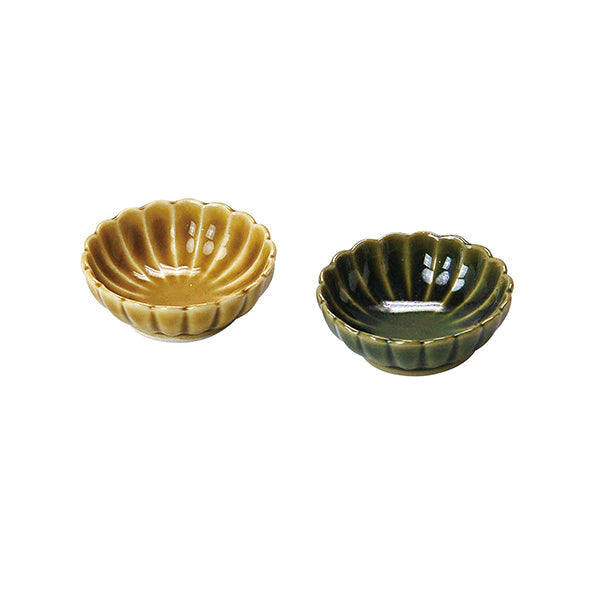 ヤマコー 浅型菊珍味入 黄瀬戸(27884)