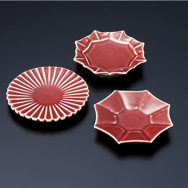 ヤマコー 京陶器 朱泥小皿(輪花)(27870)