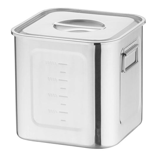 18-8深型角キッチンポット（手付）24cm【送料込み】