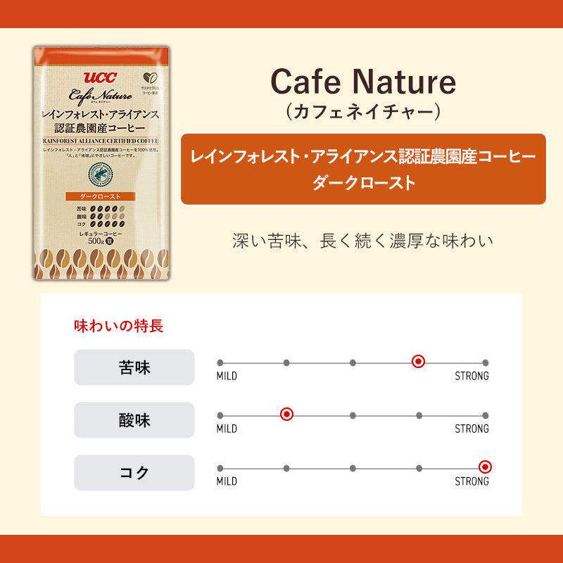 UCC カフェネイチャー レインフォレスト・アライアンス認証農園産コーヒー ダークロースト（豆）AP500g