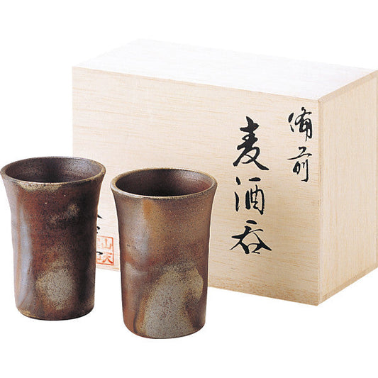 備前焼 山天窯 棧切り 組麦酒呑揃【送料無料】