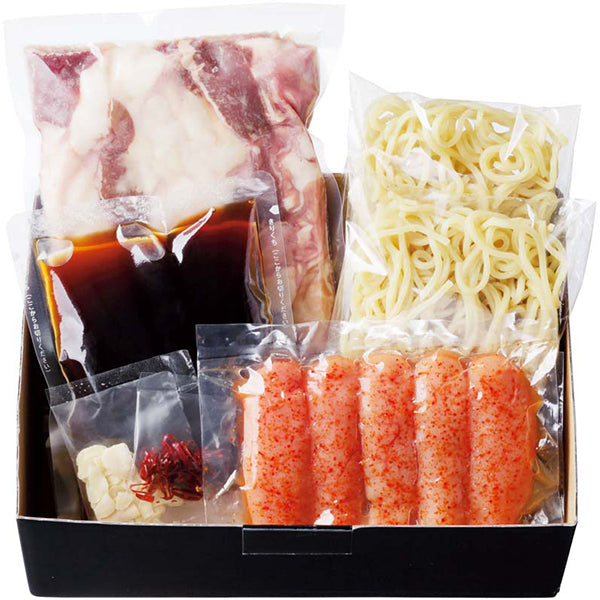 【冬ギフト】「やまや」無着色辛子明太子・もつ鍋セット