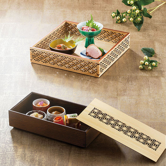 ヤマコー ひのき細密・正角料理箱 麻の葉（38087）