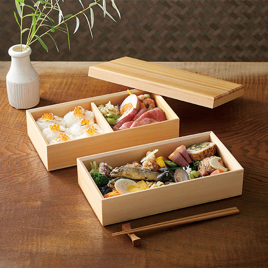 ヤマコー 桧・長角二段料理箱セット（38646）