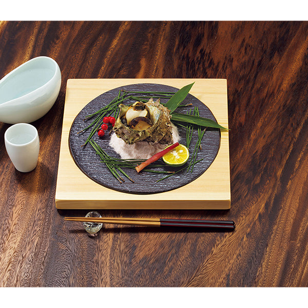 ヤマコー 陶器・石目調丸盛器皿（丸）用 木製プレート（小）（27566）