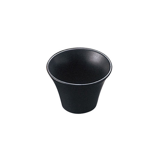 ヤマコー 陶器・反り丸型珍味入 黒マット（26723）