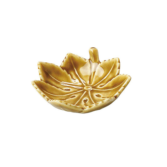 ヤマコー 陶器・カエデ珍味入 黄瀬戸（27876）