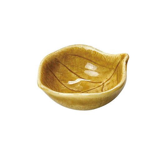 ヤマコー 木の葉深型珍味入 黄瀬戸（27877）