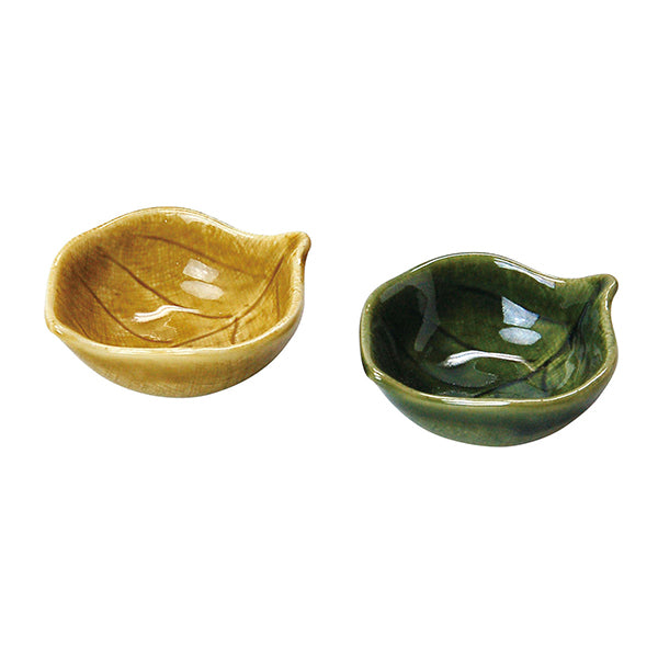 ヤマコー 木の葉深型珍味入 黄瀬戸（27877）