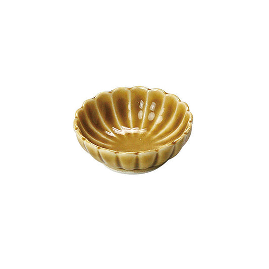 ヤマコー 浅型菊珍味入 黄瀬戸（27884）