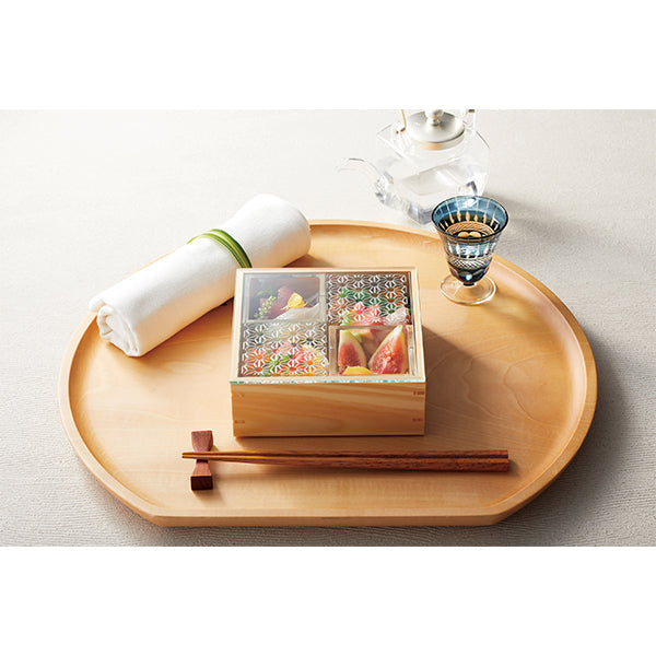 ヤマコー 細密・正角料理箱（ガラス蓋仕様）麻の葉（28034）