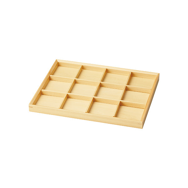 ヤマコー ひのき・浅型仕切料理箱 十二仕切（38680）