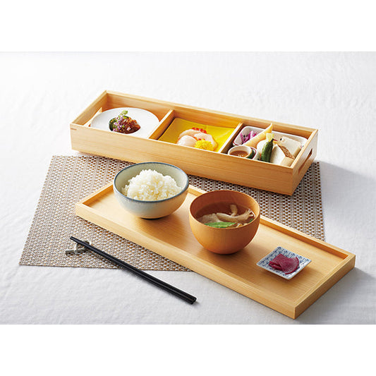 ヤマコー 檜・長手弁当（三ツ仕切）ノンスリップ蓋付（38662）