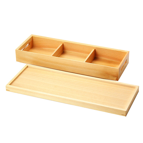 ヤマコー 檜・長手弁当（三ツ仕切）ノンスリップ蓋付（38662）