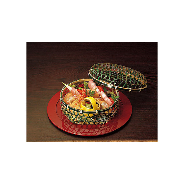 ヤマコー グリーン料理篭（蓋付）（23365）