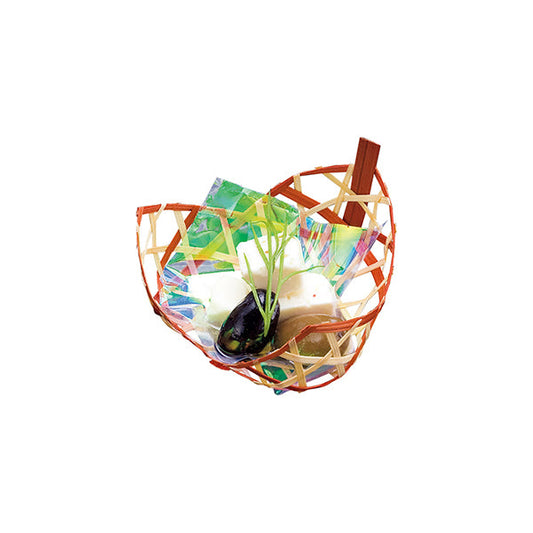 ヤマコー 珍味篭 三つ葉 茶（22501）