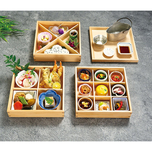 ヤマコー 白木万能三段料理箱（仕切付）（38500）