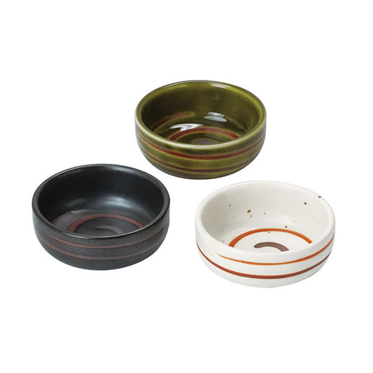 ヤマコー 浅型丸珍味入（渦巻）織部（27951）
