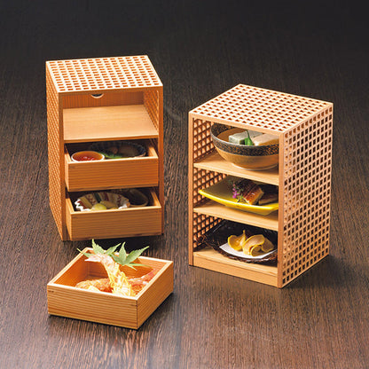 ヤマコー 細目格子 三段料理箱 セット（32440）