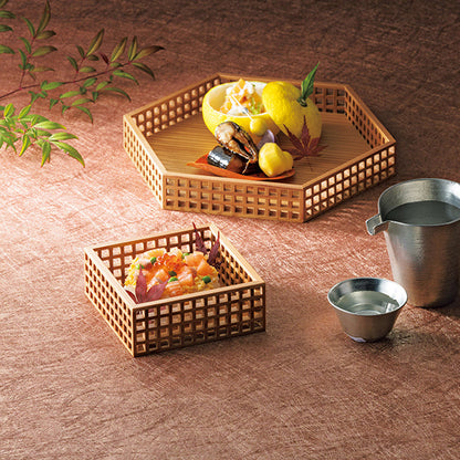 ヤマコー 細目格子 六角膳（32443）