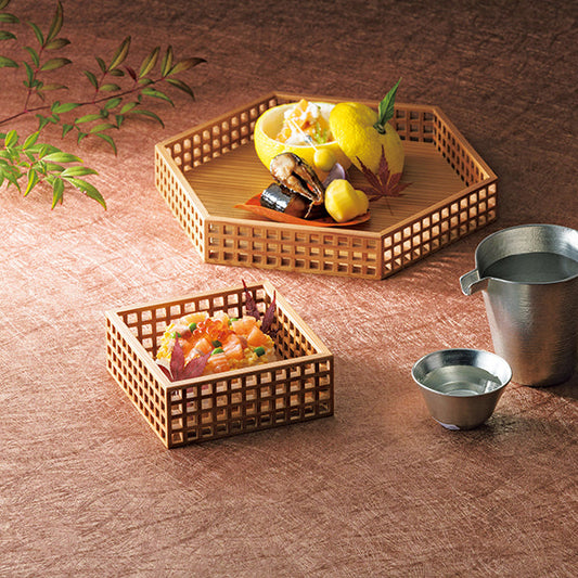 ヤマコー 細目格子 六角膳（32443）