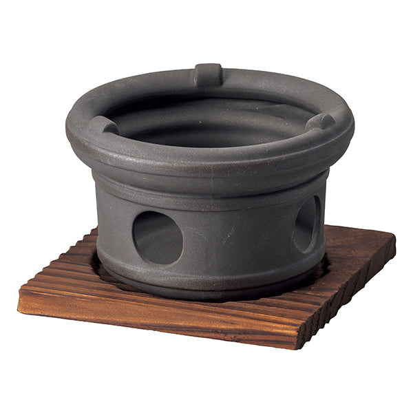 ヤマコー 陶器・丸コンロ（黒）固型燃料専用（21522）