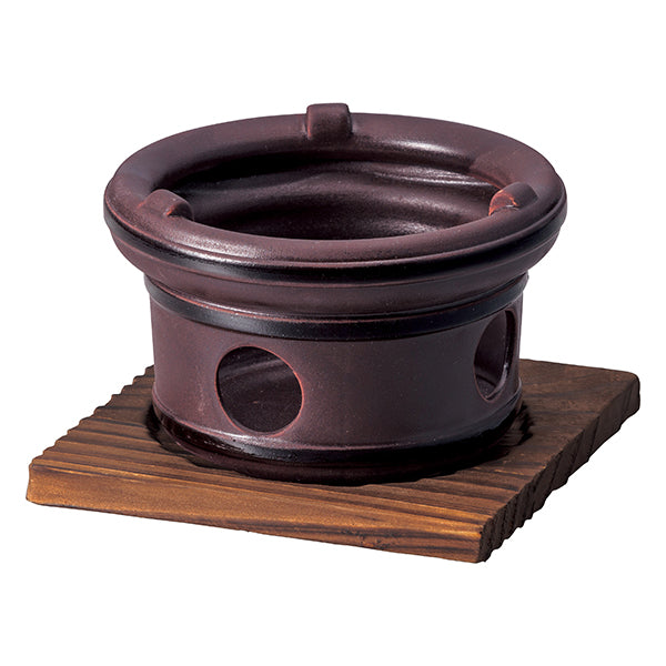 ヤマコー 陶器・丸コンロ（赤茶）固形燃料専用（21249）