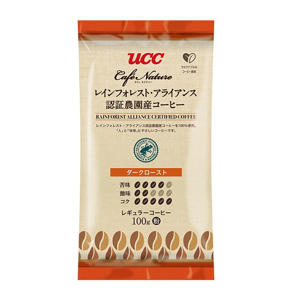 UCC カフェネイチャー レインフォレスト・アライアンス認証農園産コーヒー ダークロースト（粉）GF100g SAS